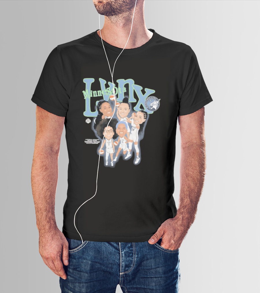 Minnesota Lynx Big 5 WNBA Basketball Caricature Team Spirit T-Shirt
