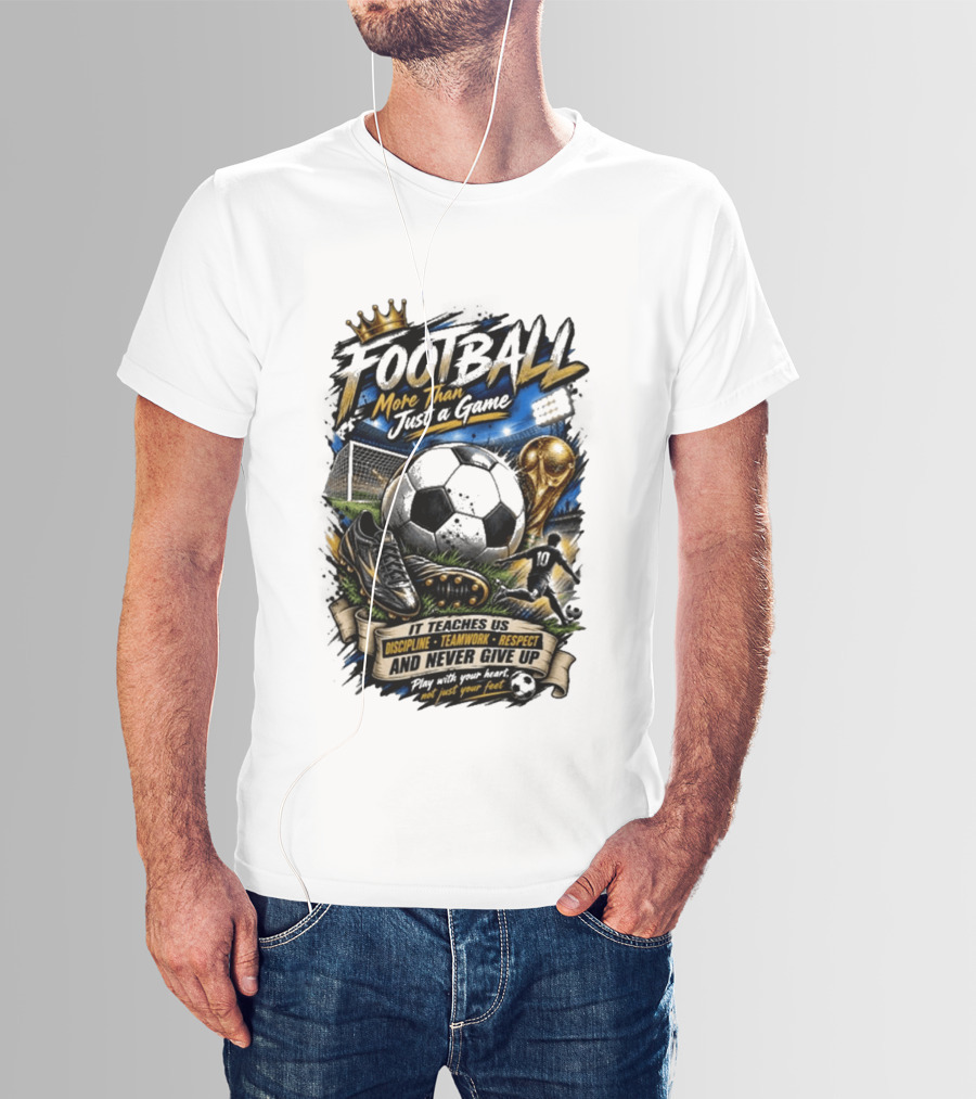 Football More Than Just A Game Discipline Teamwork Respect Never Give Up Play With Your Heart T-Shirt
