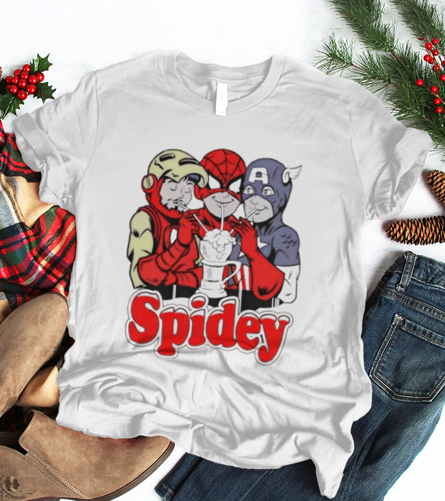 Spidey Iron Man Captain America Beer Meme T-Shirt