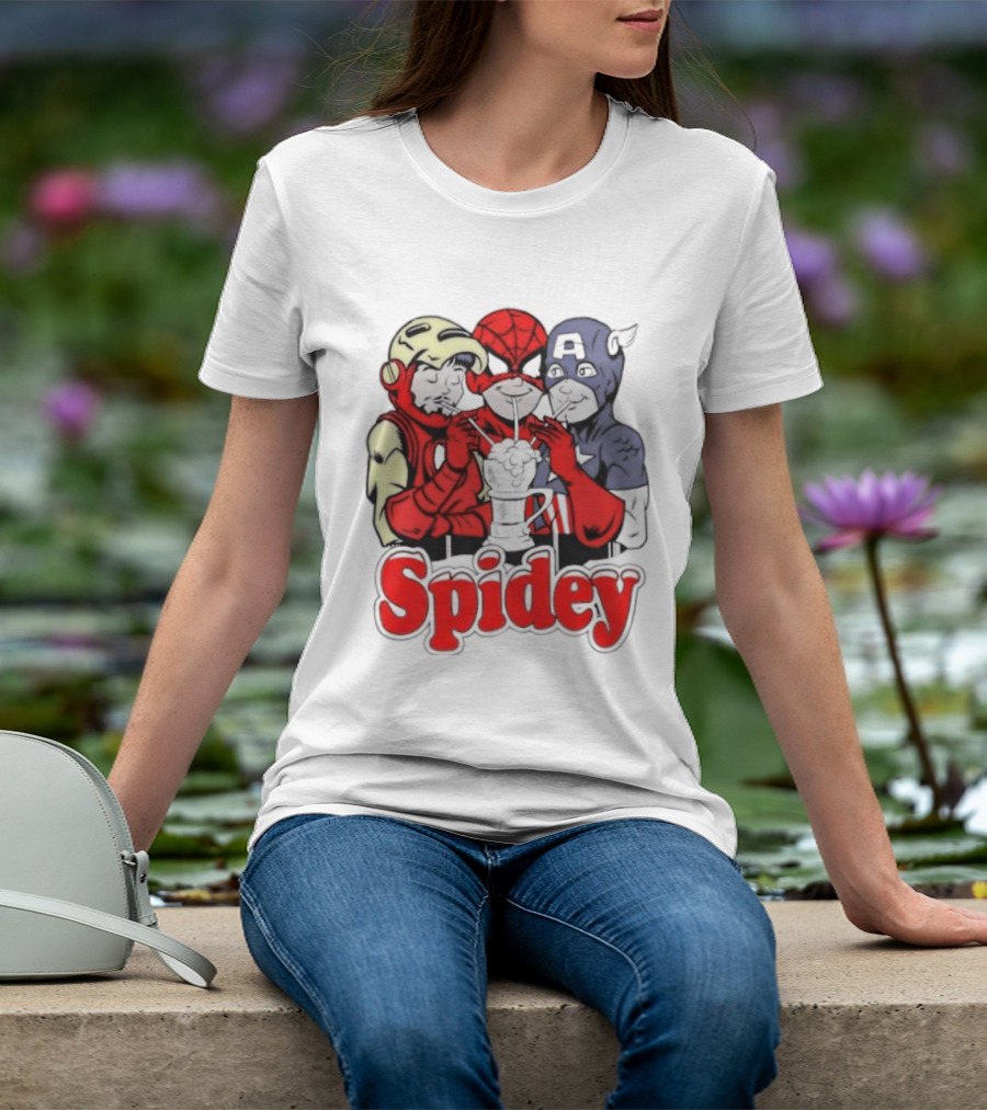 Spidey Iron Man Captain America Beer Meme T-Shirt
