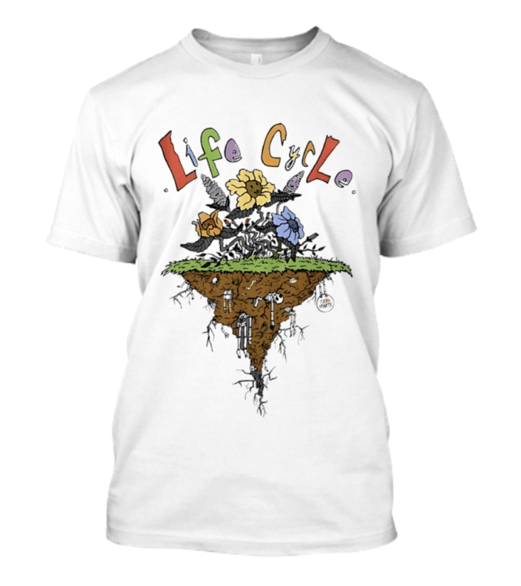 Life Cycle Floating Island With Colorful Flowers T-Shirt