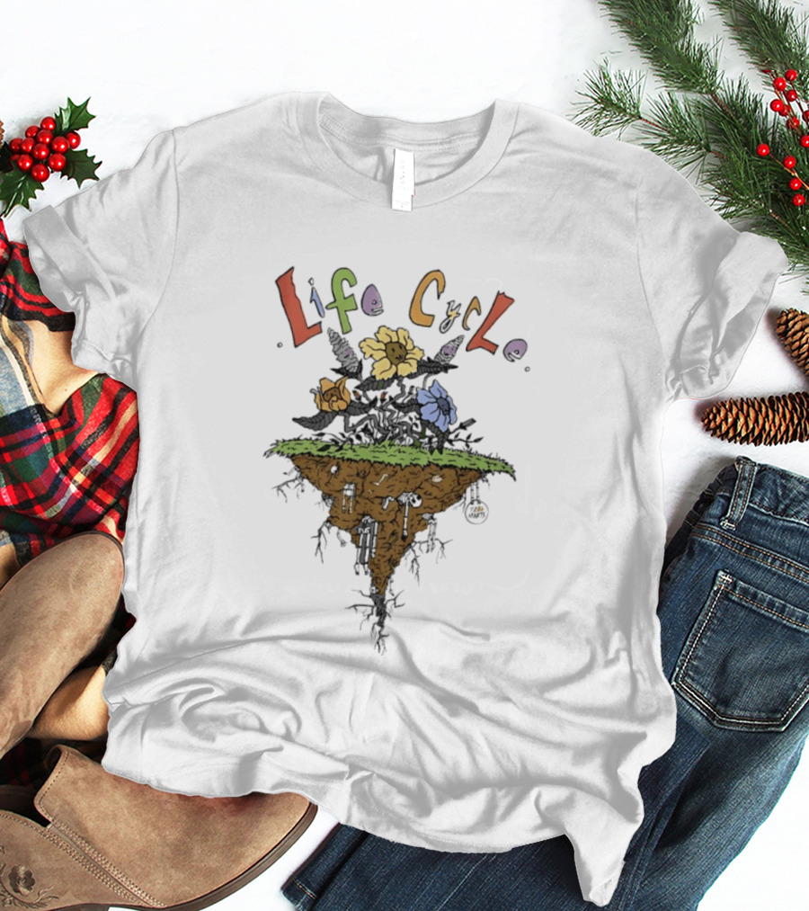 Life Cycle Floating Island With Colorful Flowers T-Shirt