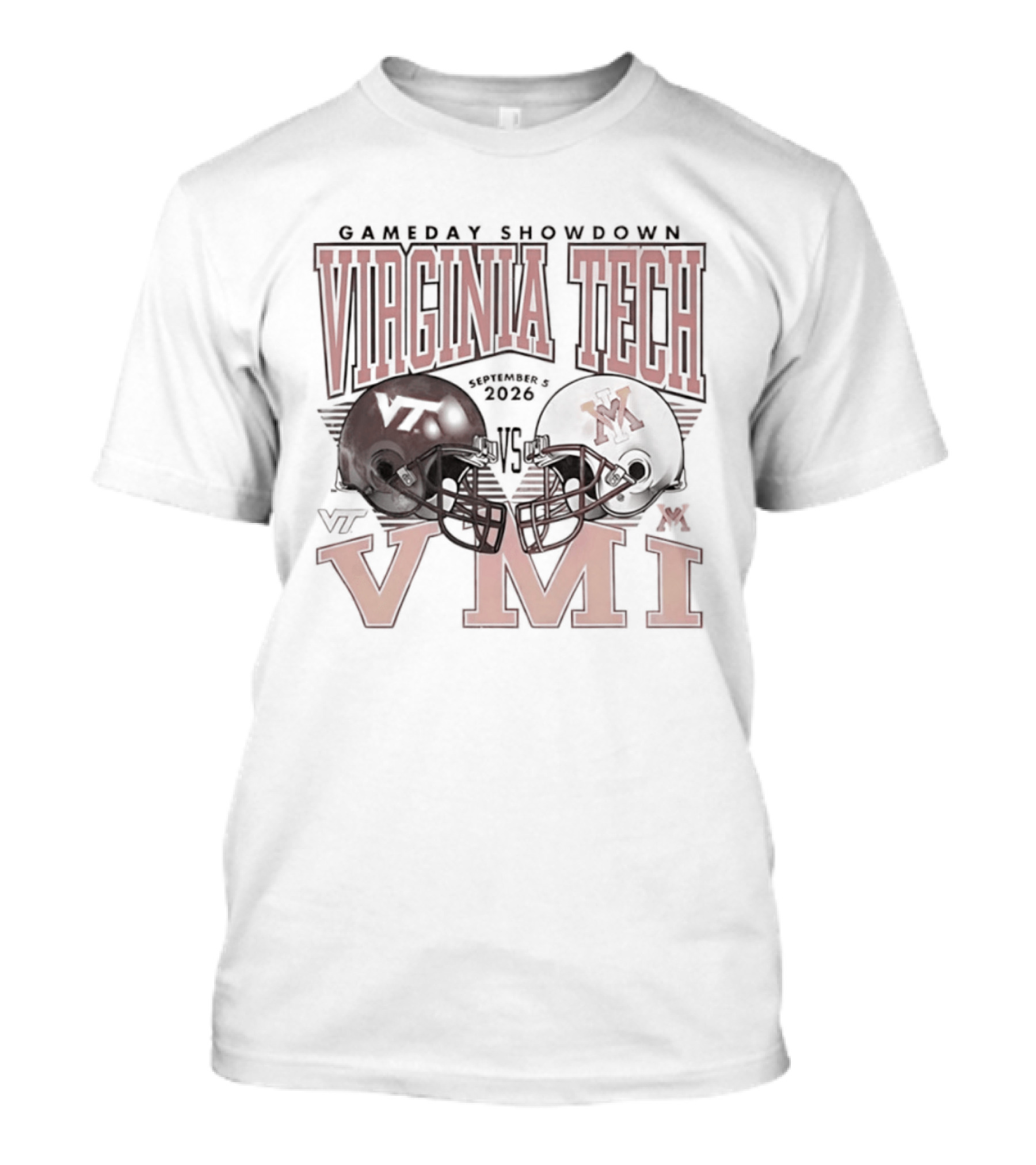 Virginia Tech Hokies Vs VMI 2026 Gameday Showdown Football Helmets T-Shirt