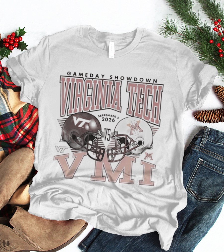 Virginia Tech Hokies Vs VMI 2026 Gameday Showdown Football Helmets T-Shirt