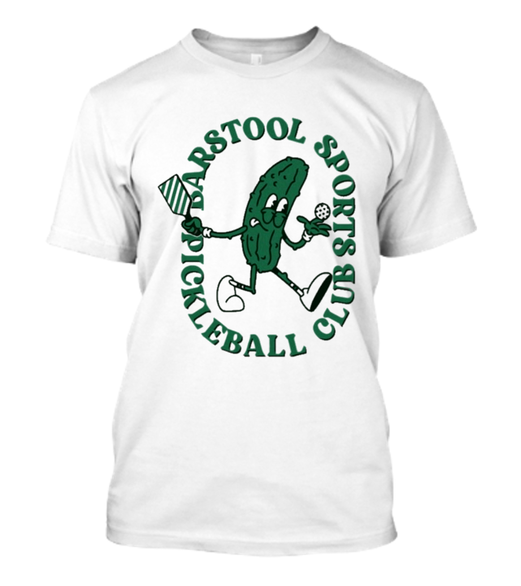 Barstool Sports Pickleball Club Animated Pickle Character With Paddle And Ball T-Shirt