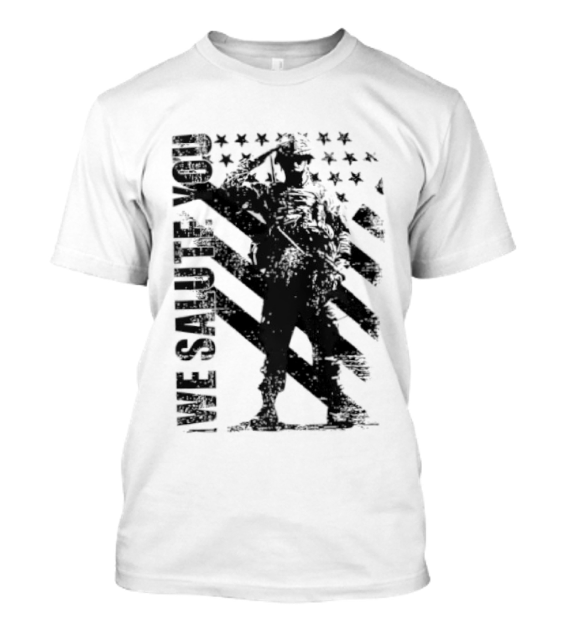 We Salute You Soldier American Flag Military Stars Stripes T-Shirt