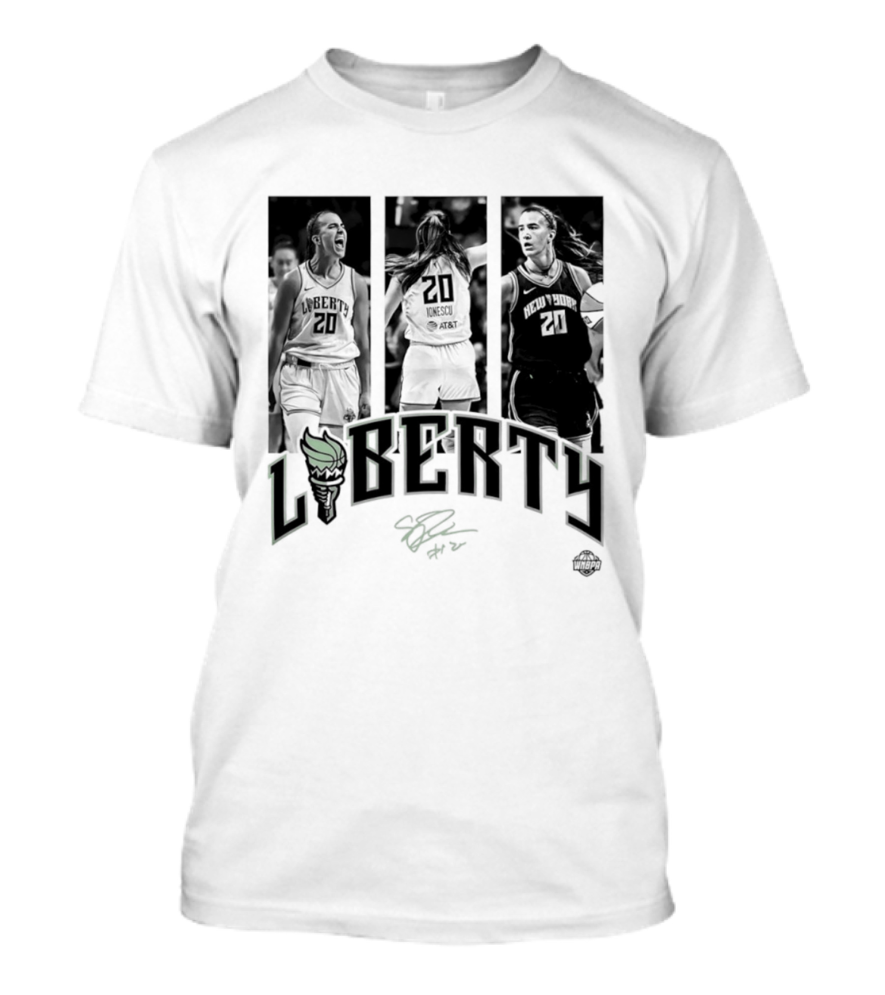 Sabrina Ionescu Liberty WNBA Player Collage Signature T-Shirt