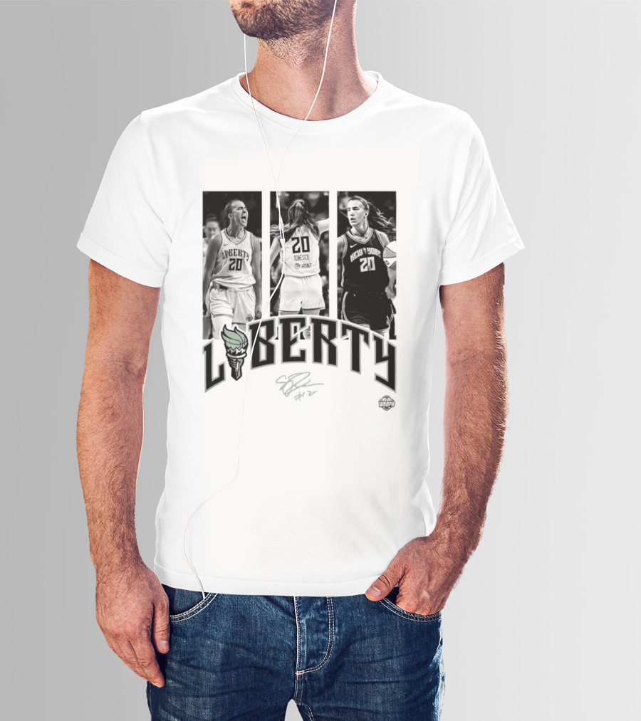 Sabrina Ionescu Liberty WNBA Player Collage Signature T-Shirt