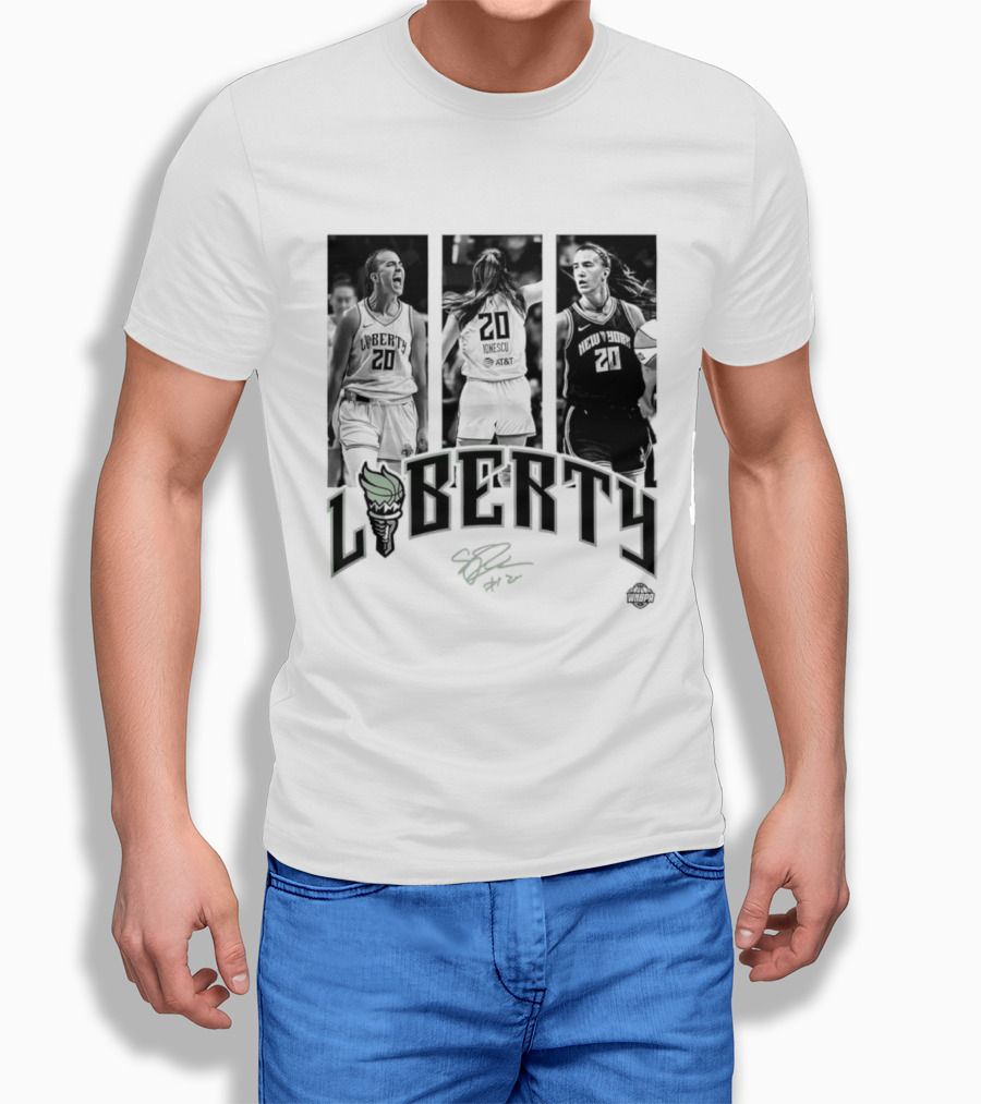 Sabrina Ionescu Liberty WNBA Player Collage Signature T-Shirt