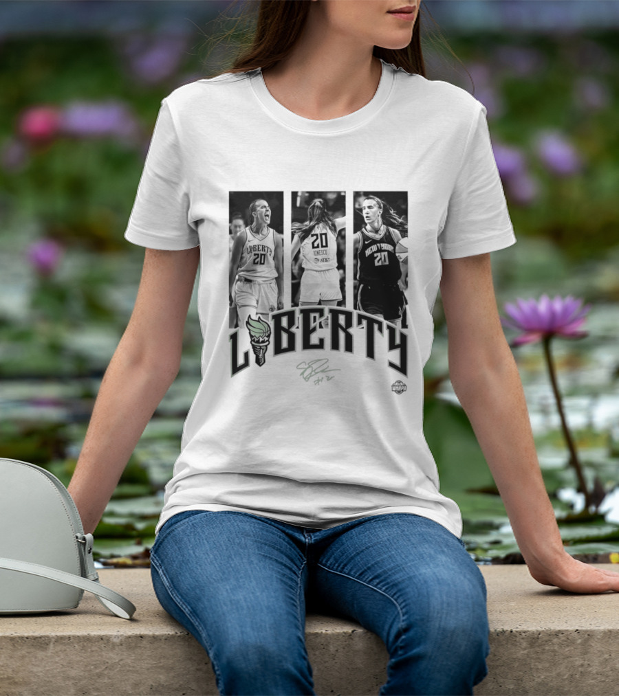 Sabrina Ionescu Liberty WNBA Player Collage Signature T-Shirt