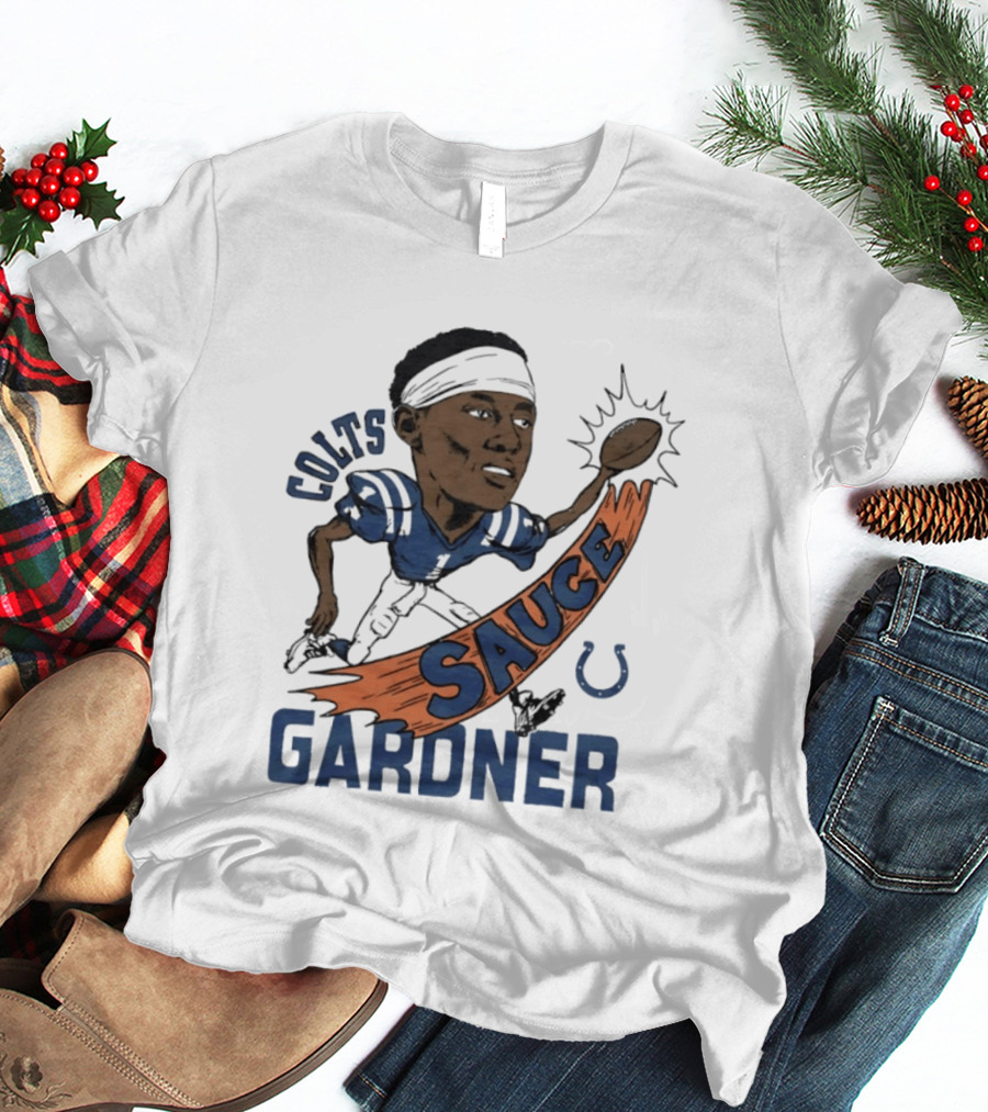 Colts Sauce Gardner Indianapolis Football Player Caricature T-Shirt