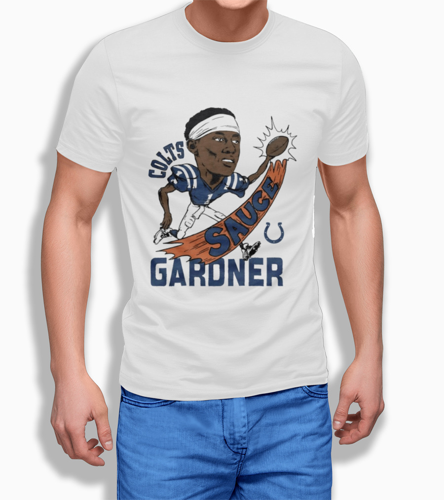 Colts Sauce Gardner Indianapolis Football Player Caricature T-Shirt