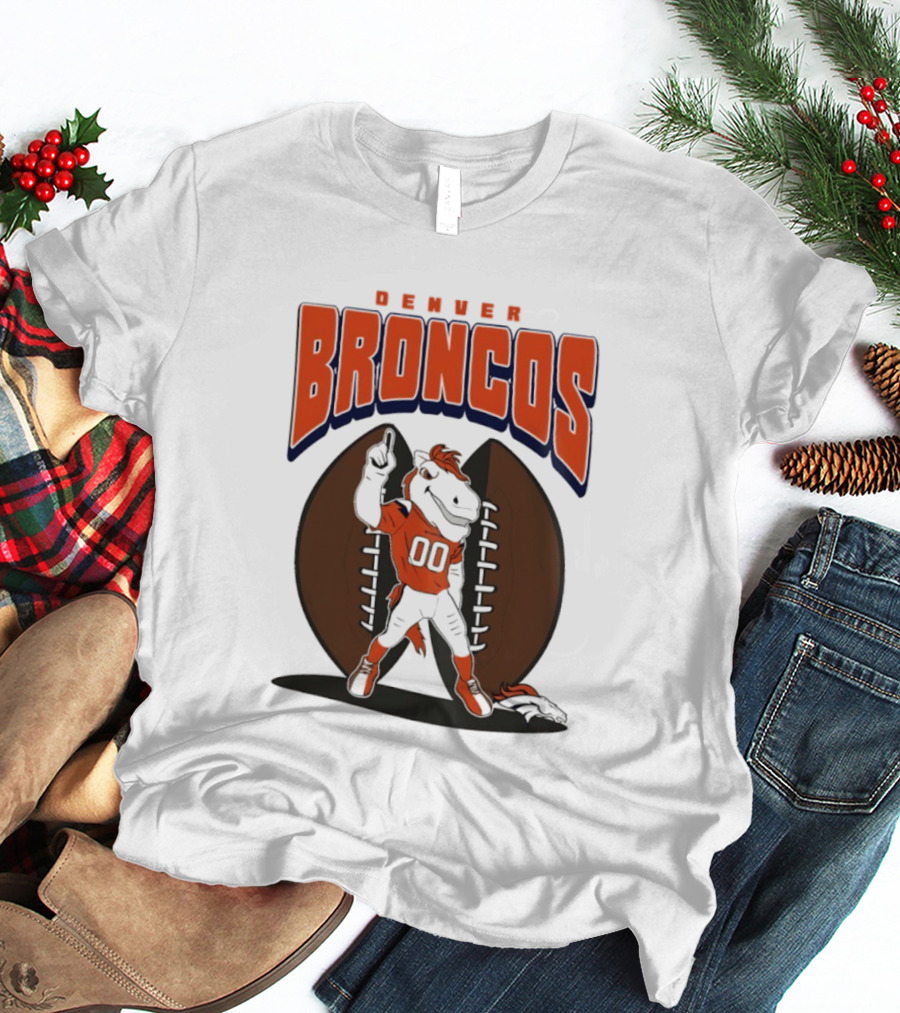 Denver Broncos 2026 Mascot Miles And Football T-Shirt