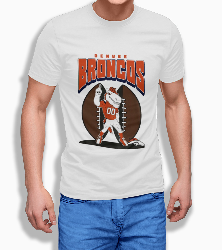 Denver Broncos 2026 Mascot Miles And Football T-Shirt