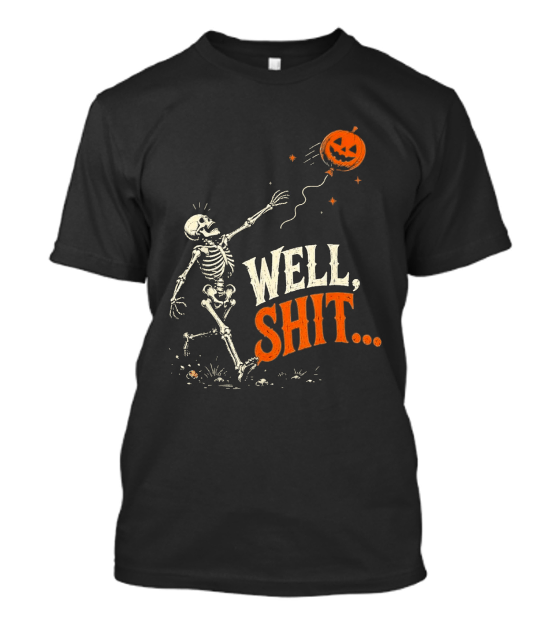 Skeleton Well Shit Lost Pumpkin Balloon Halloween T-Shirt