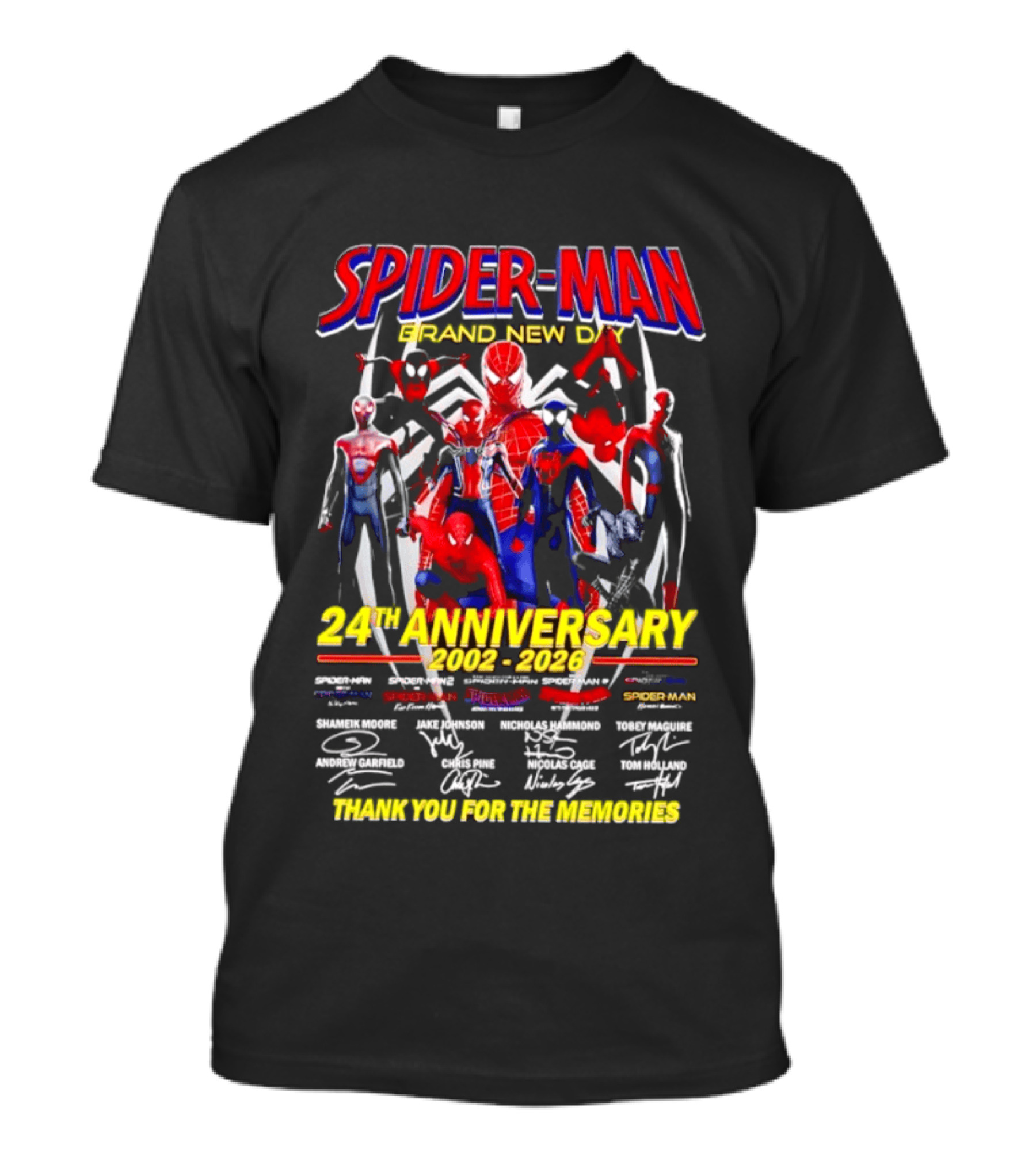 Spider Man Brand New Day 24th Anniversary 2002 2026 Thank You For The Memories T-Shirt
