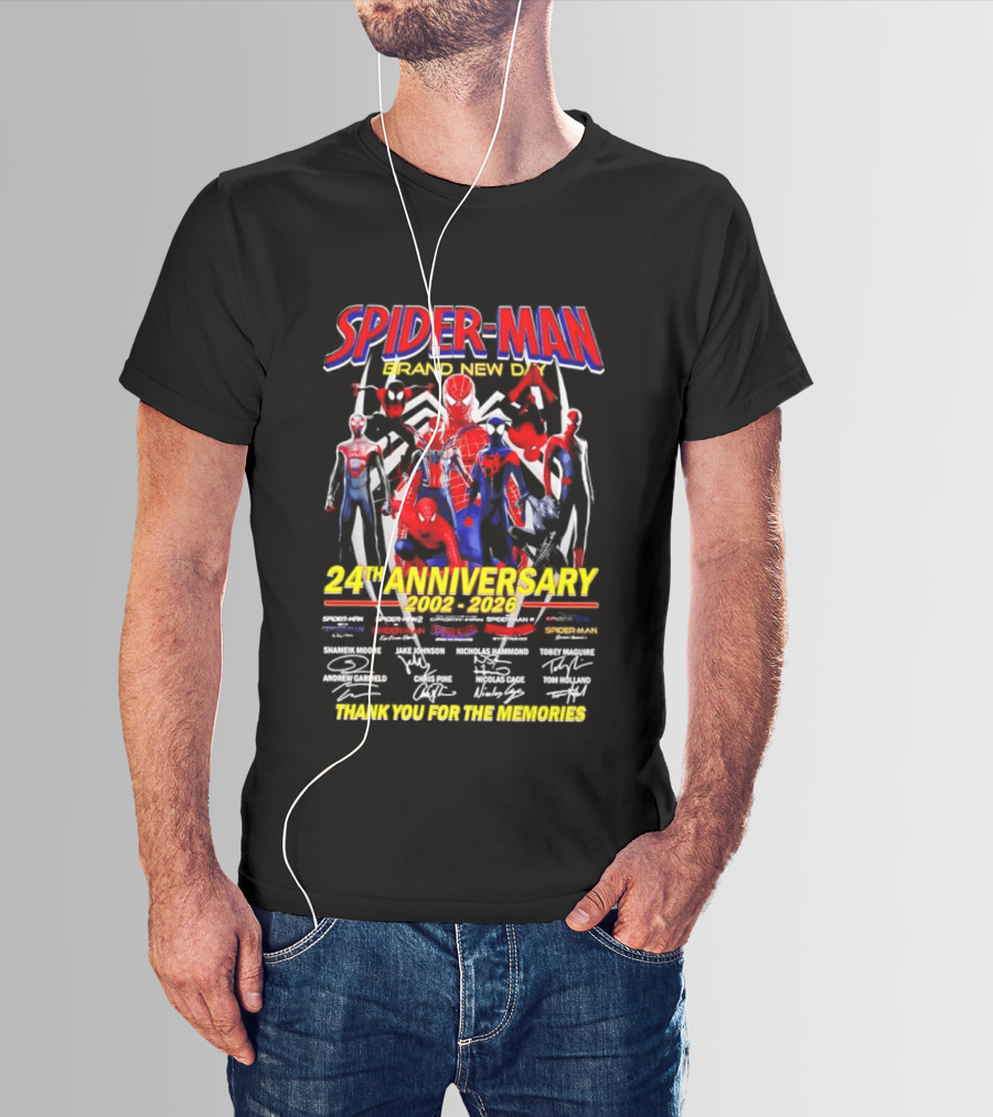 Spider Man Brand New Day 24th Anniversary 2002 2026 Thank You For The Memories T-Shirt