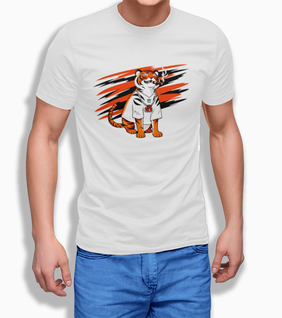 Cincinnati Bengals Tiger With Cigar And KGM Chain T-Shirt