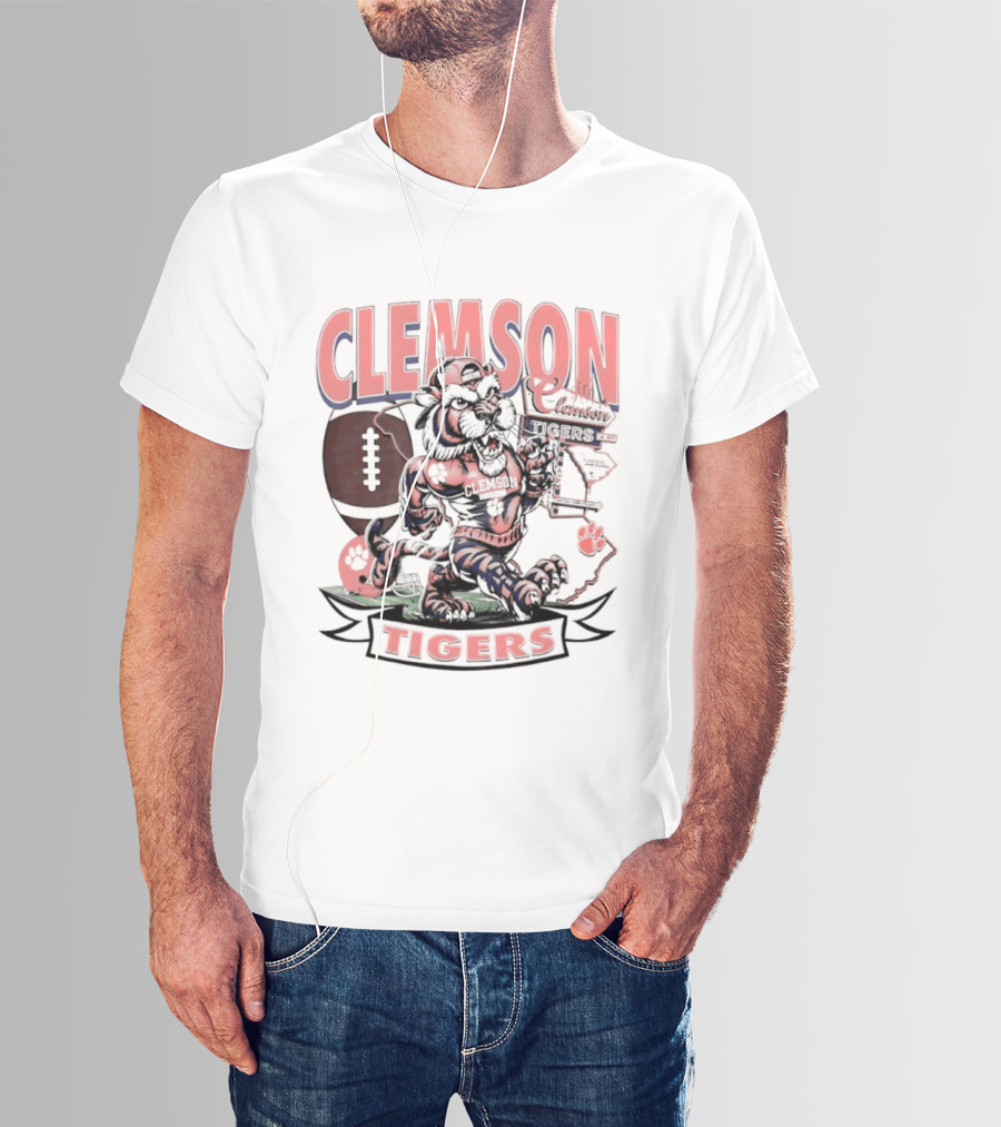 Clemson Tigers Football NCAA Cartoon T-Shirt
