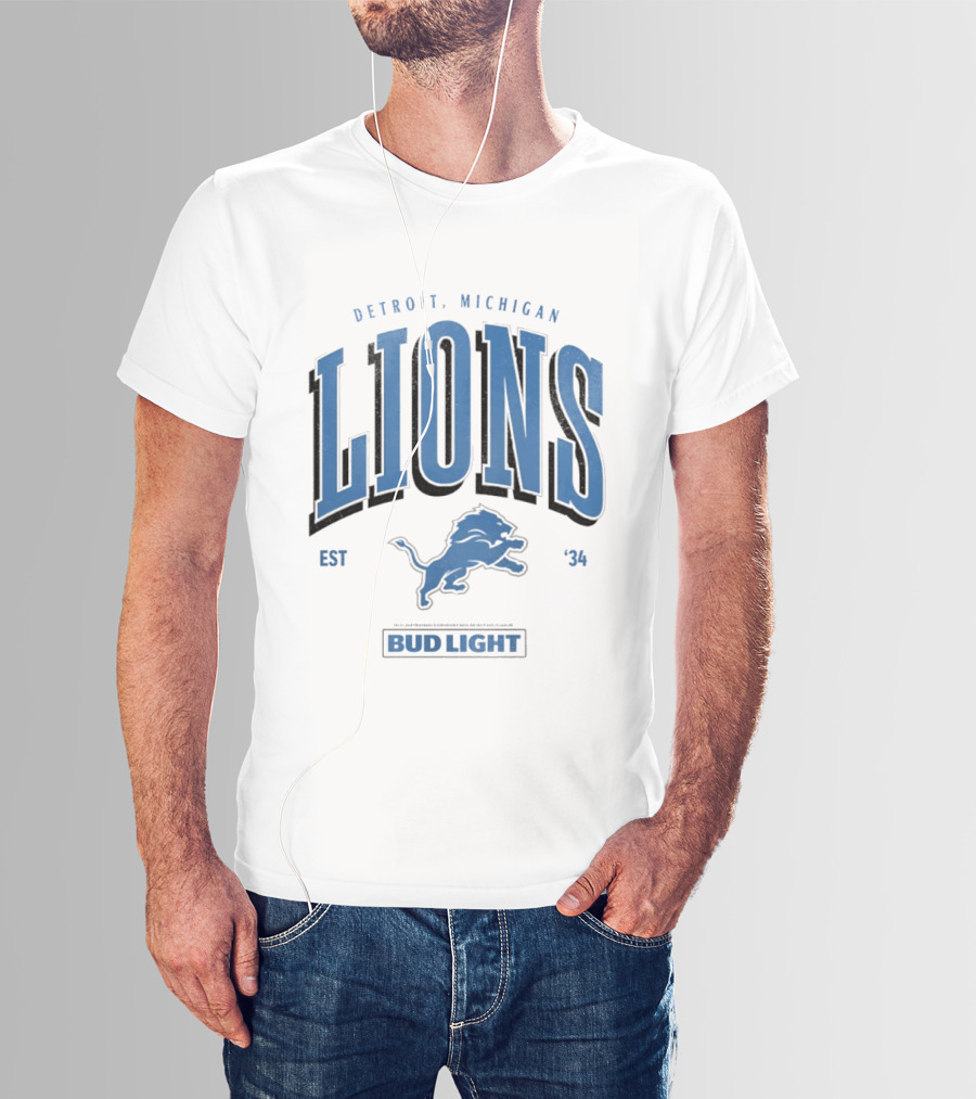 Detroit Michigan Lions Est '34 Bud Light T-Shirt