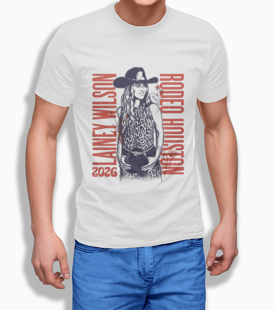 Lainey Wilson Rodeo Houston 2026 Country Music Western Style Cowboy Hat Floral T-Shirt