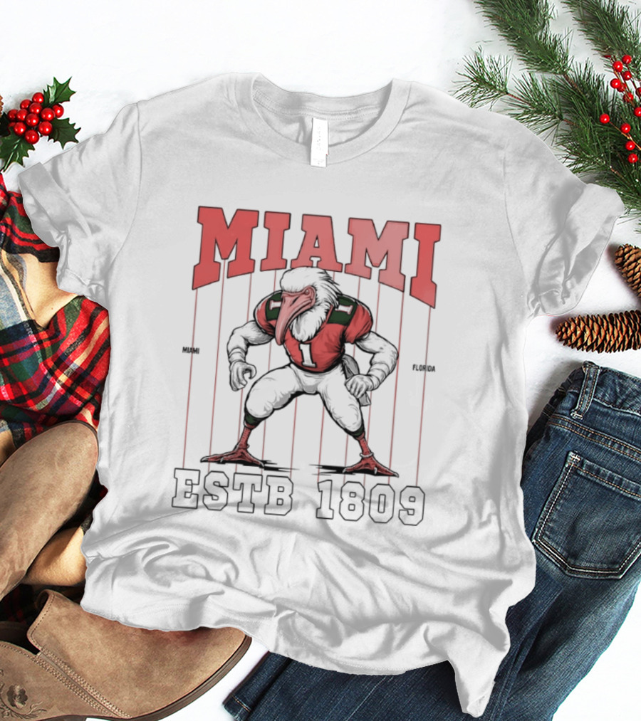 Miami Hurricanes Ibis Football ESTB 1809 T-Shirt