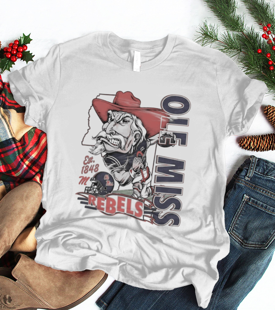 Ole Miss Rebels Est 1848 Vintage Colonel Reb NCAA Football T-Shirt