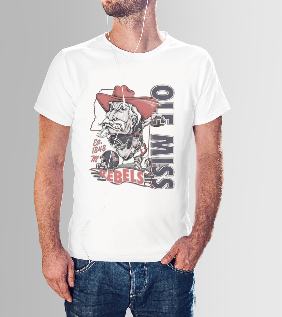 Ole Miss Rebels Est 1848 Vintage Colonel Reb NCAA Football T-Shirt