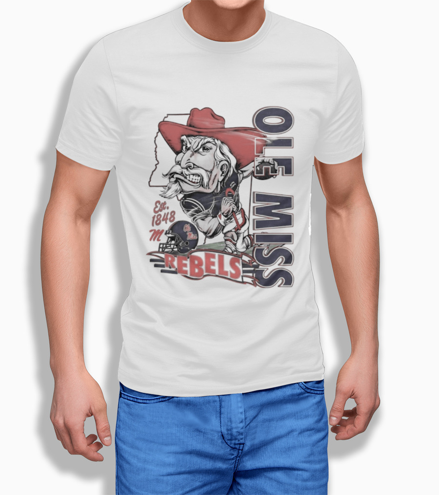 Ole Miss Rebels Est 1848 Vintage Colonel Reb NCAA Football T-Shirt