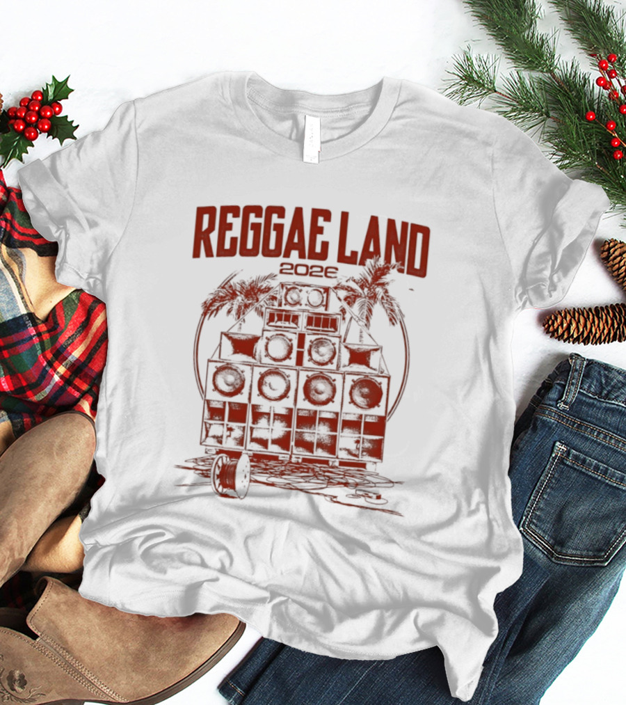 Reggae Land 2026 Soundsystem Palm Trees Stack T-Shirt