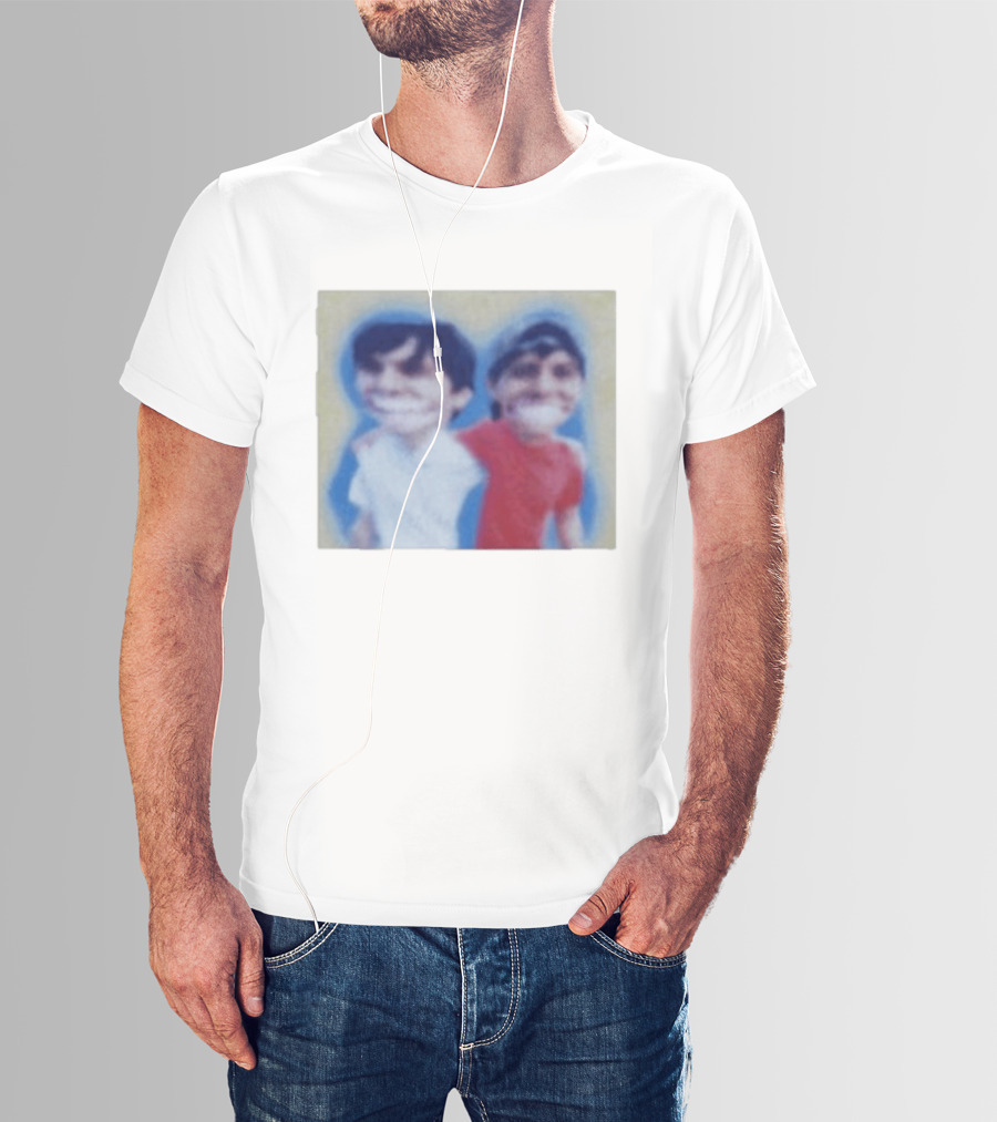 Slushy Noobs Hugging Cartoon Characters In Red And White Outfits T-Shirt