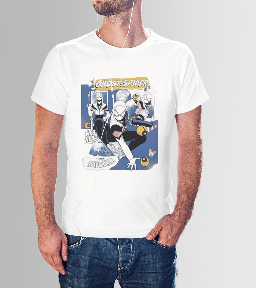Ghost Spider Web Head Spider Man T-Shirt