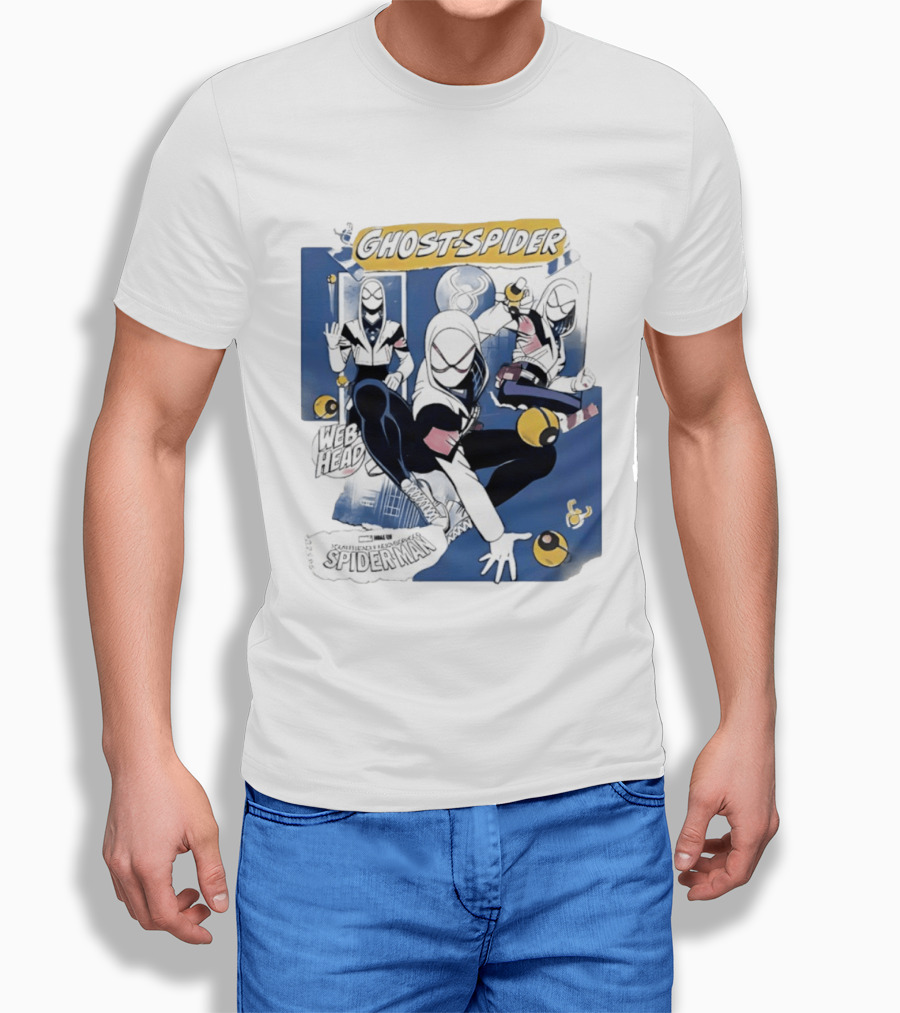 Ghost Spider Web Head Spider Man T-Shirt