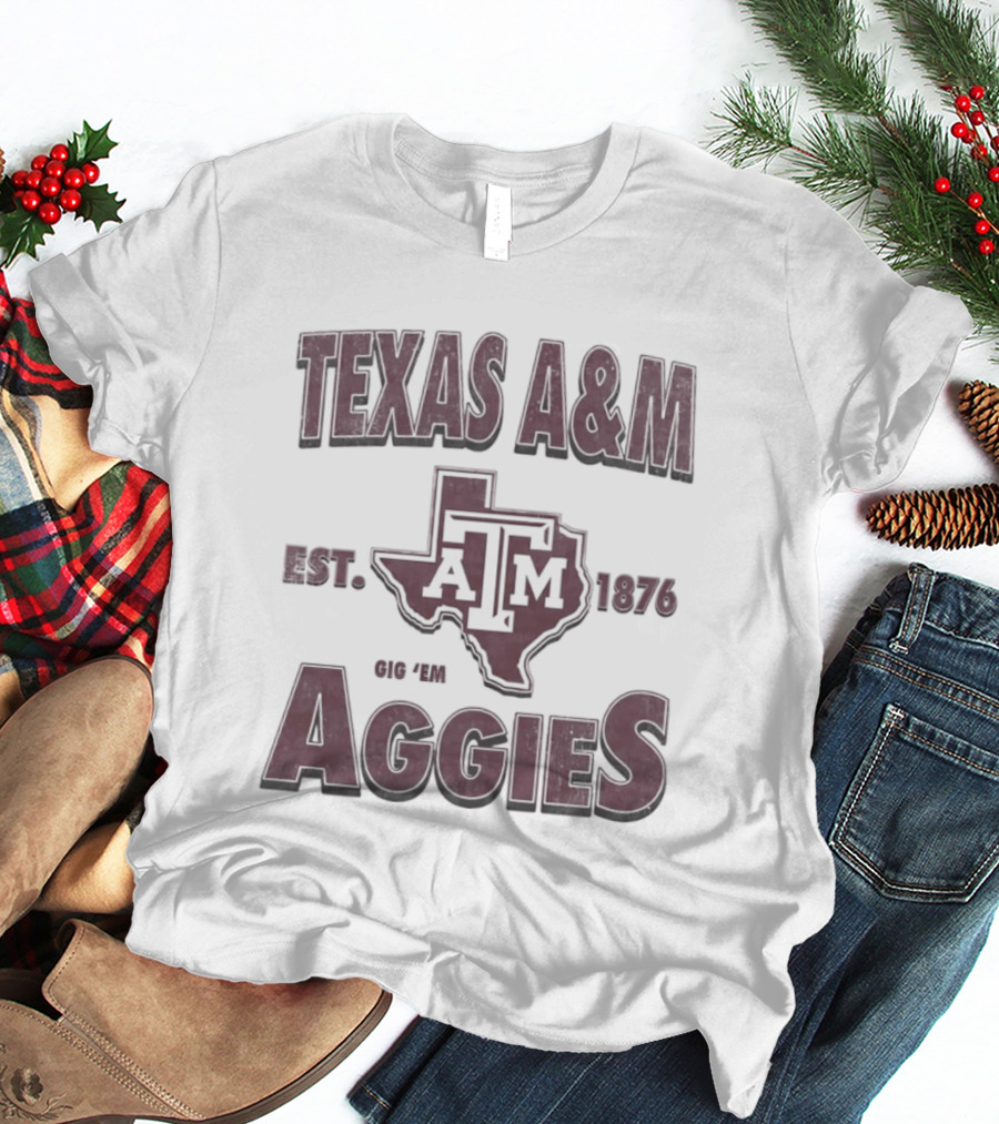 Texas A&M Est 1876 Gig 'Em Aggies A&M Logo State T-Shirt