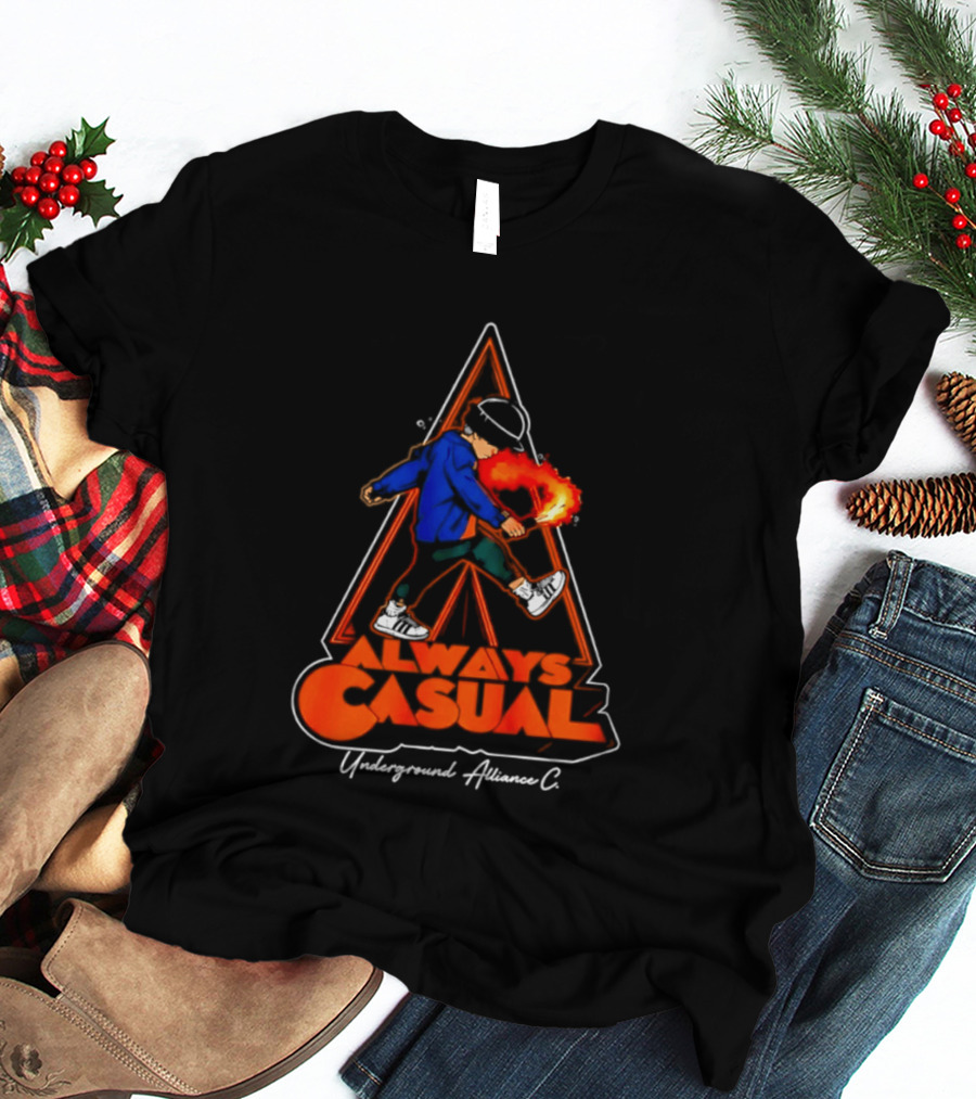 Always Casual Underground Alliance C Youth Flare Fire Backpack Street T-Shirt