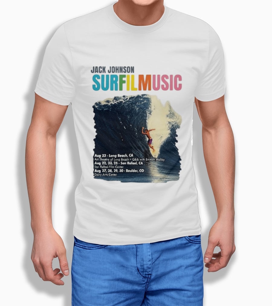 Jack Johnson Surf Film Music Long Beach Art Theatre Aug 23 2026 T-Shirt