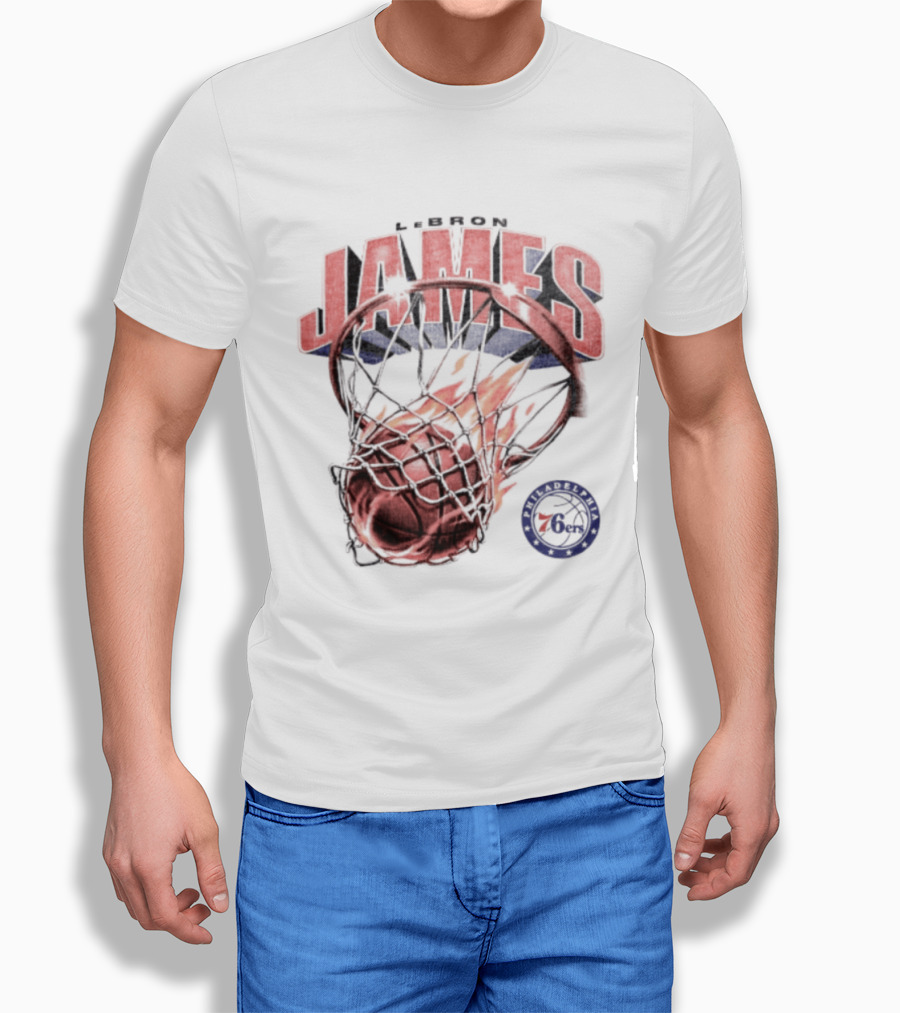 LeBron James 23 Basketball Fire Hoop Philadelphia 76ers T-Shirt