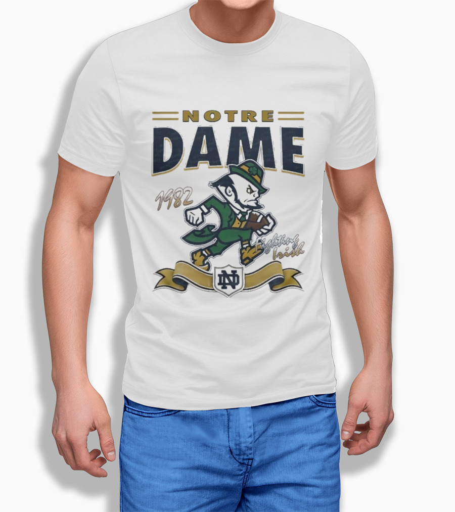 Notre Dame Fighting Irish Leprechaun 1982 Vintage Football T-Shirt