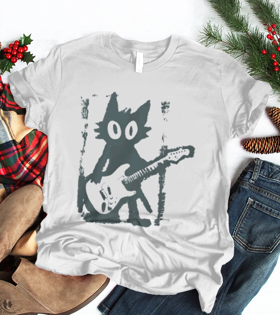 Rock Star Cat Electric Guitar Kitty Playful Feline Musician T-Shirt
