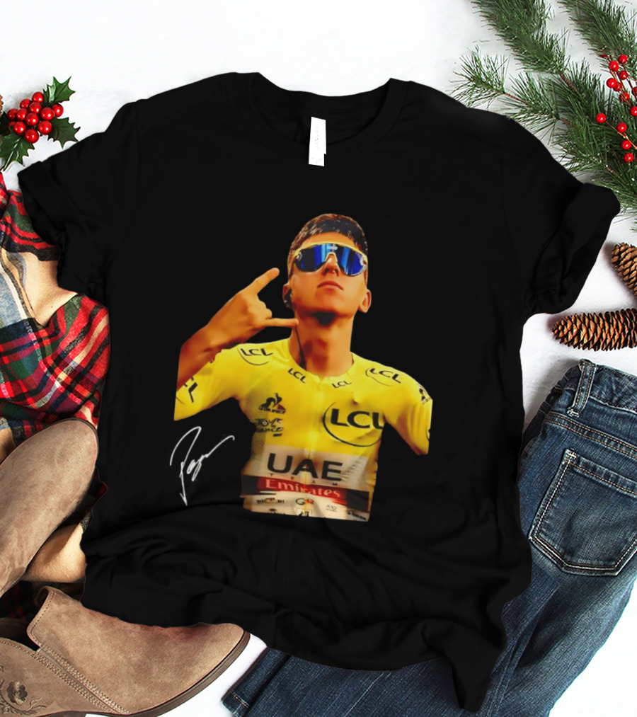 Tadej Pogacar UAE Emirates Cycling Team Slovenia LCL Yellow Jersey T-Shirt