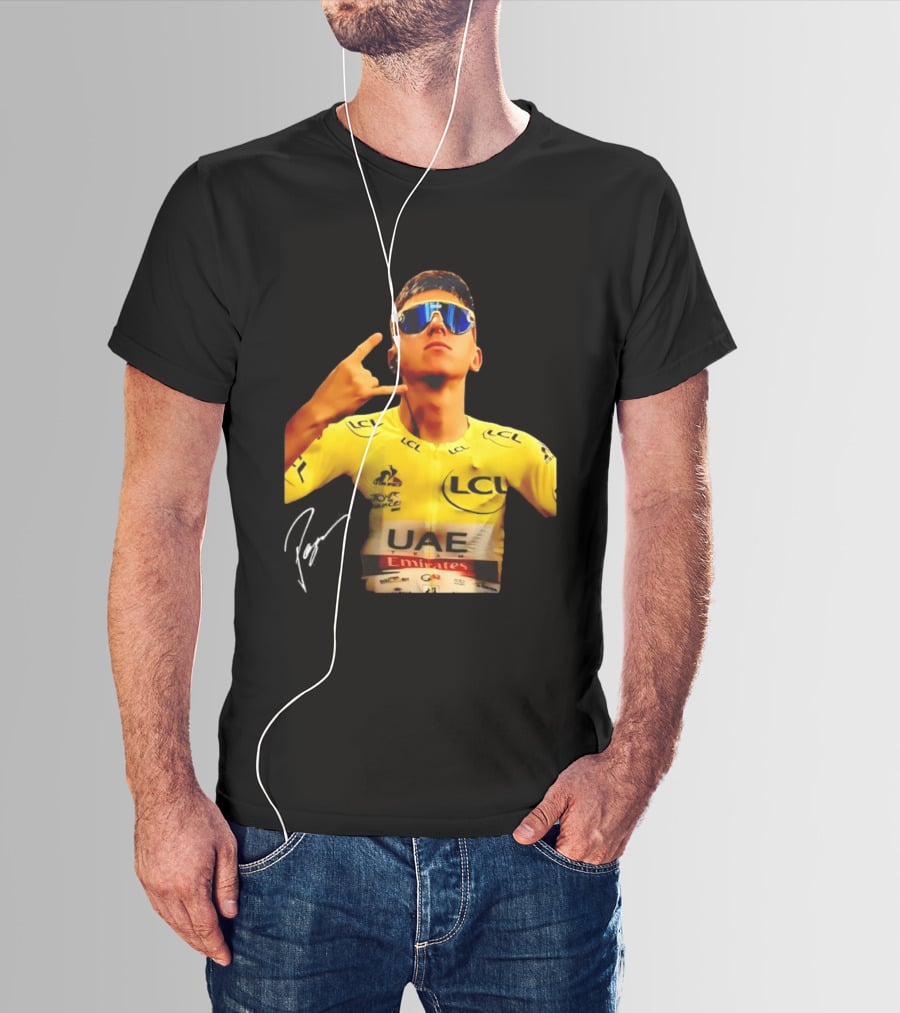 Tadej Pogacar UAE Emirates Cycling Team Slovenia LCL Yellow Jersey T-Shirt