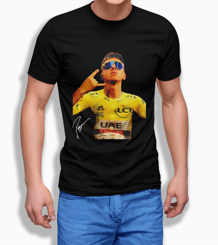 Tadej Pogacar UAE Emirates Cycling Team Slovenia LCL Yellow Jersey T-Shirt