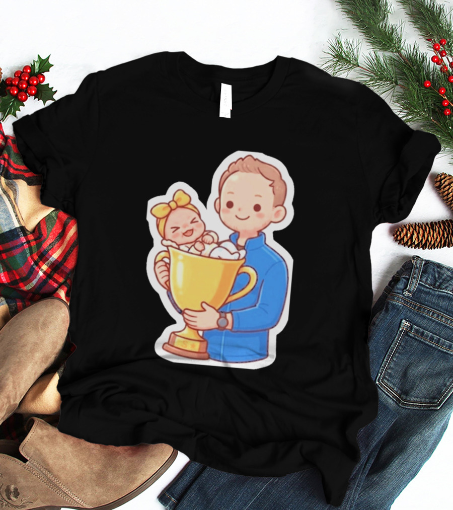 My Greatest Trophy Dad Holding Baby In Golden Cup T-Shirt