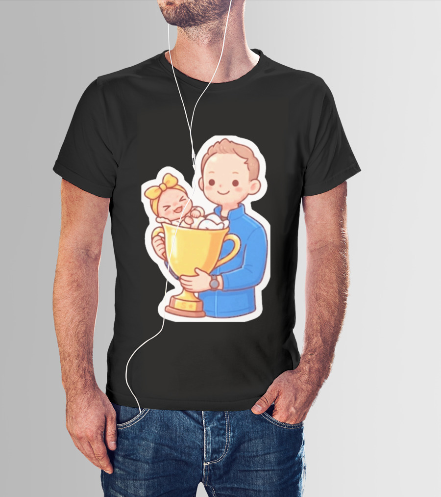 My Greatest Trophy Dad Holding Baby In Golden Cup T-Shirt