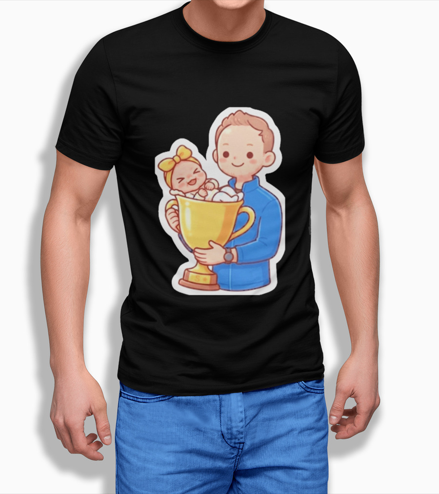 My Greatest Trophy Dad Holding Baby In Golden Cup T-Shirt