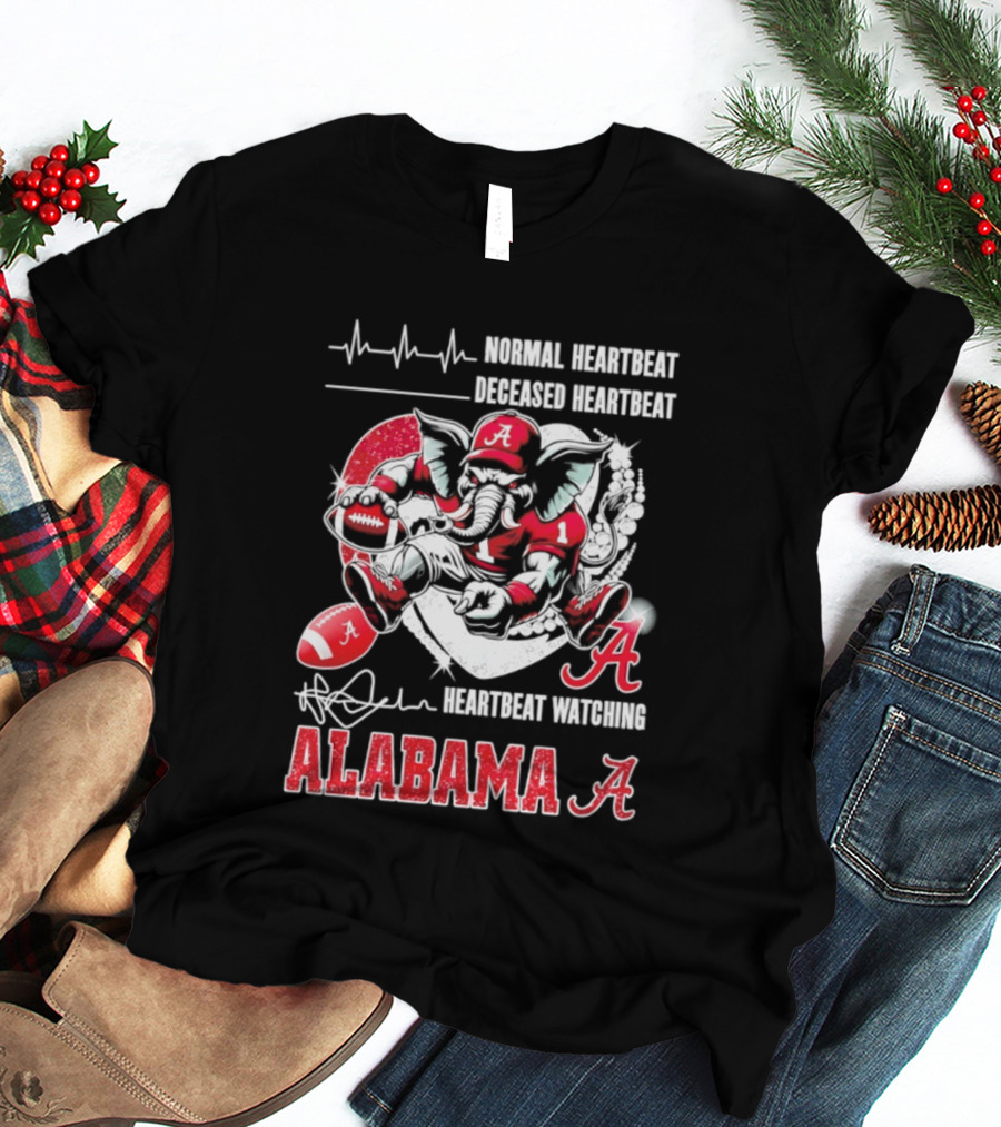 Alabama Crimson Tide Heartbeat Ing Football Fan Spirit T-Shirt