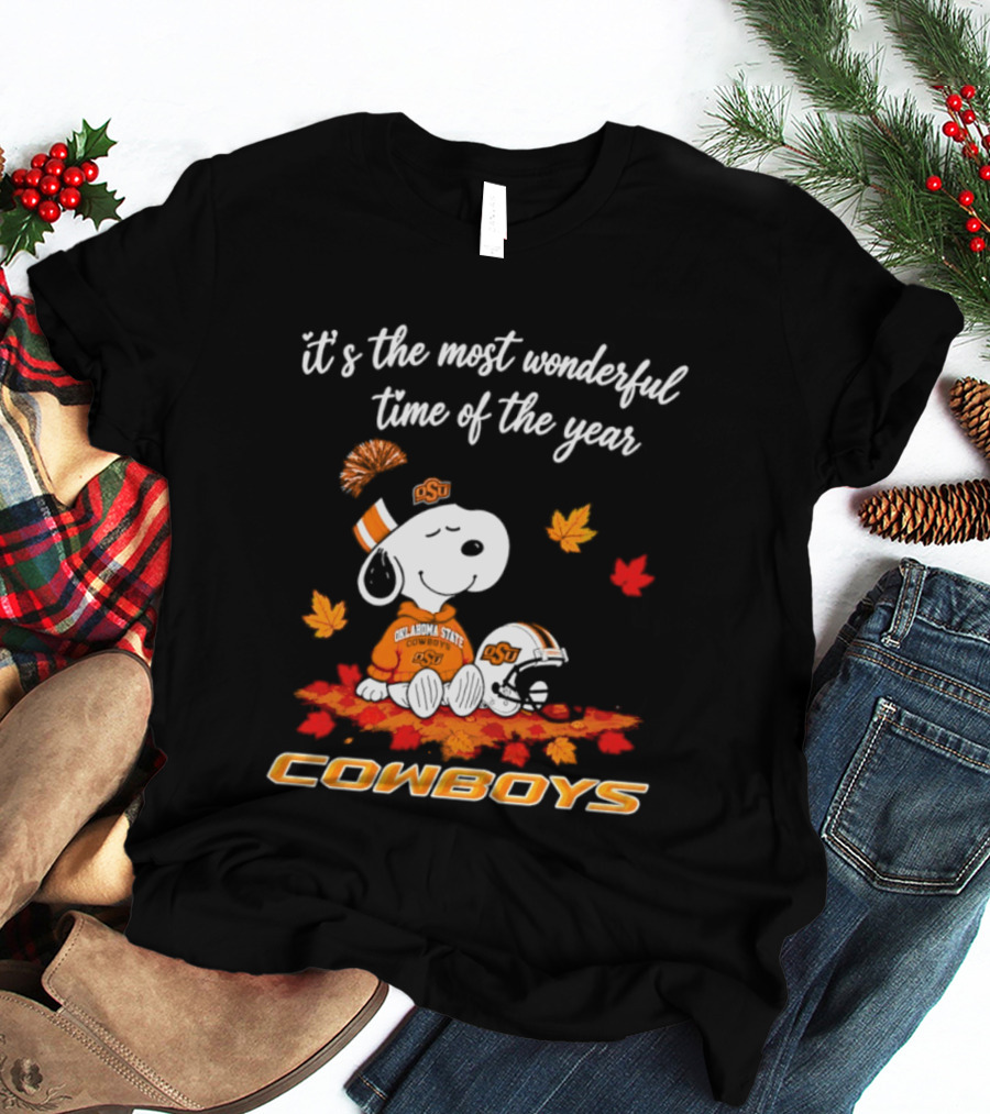 Snoopy Oklahoma State Cowboys It's The Most Wonderful Time Of The Year Halloween 2026 T-Shirt