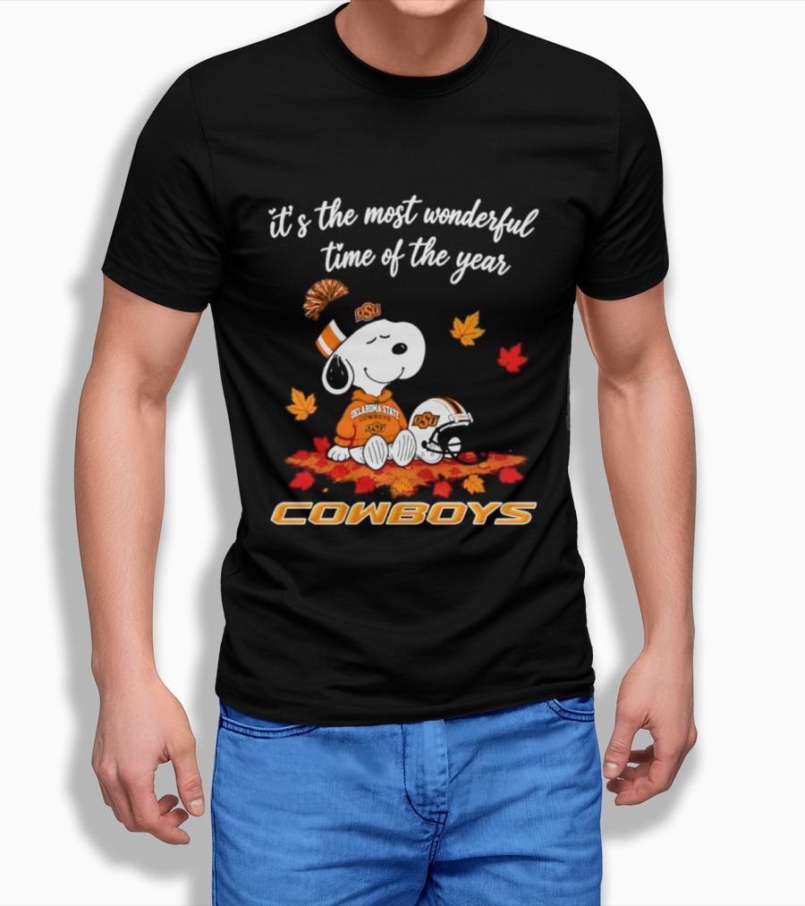 Snoopy Oklahoma State Cowboys It's The Most Wonderful Time Of The Year Halloween 2026 T-Shirt