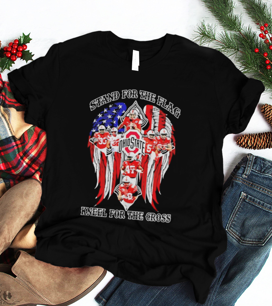 Stand For The Flag Kneel For The Cross Ohio State Buckeyes NCAA Football T-Shirt