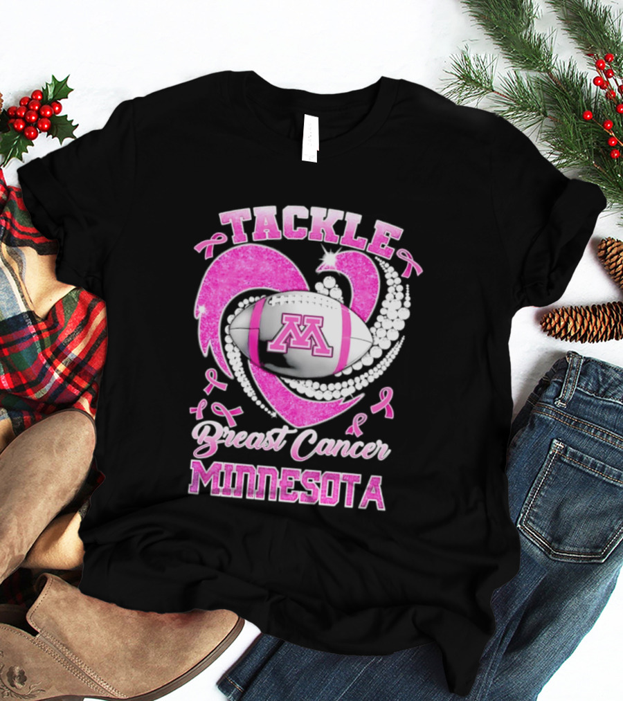 Pink Ribbon Tackle Breast Cancer Minnesota Football T-Shirt